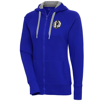 Sweat à capuche entièrement zippé Dallas Mavericks bleu Antigua pour femme, motif métal brossé Victory