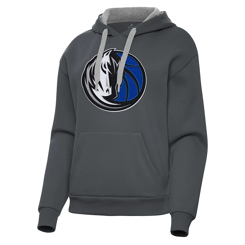Sweat à capuche Victory pour femme Antigua Charcoal Dallas Mavericks