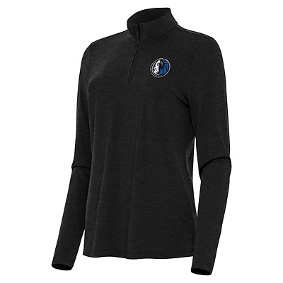 Haut à fermeture éclair quart de tour Antigua Heather Black pour femme des Dallas Mavericks