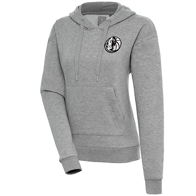 Women's Antigua Heather Gray Dallas Mavericks Brushed Metallic Victory Pullover Hoodie