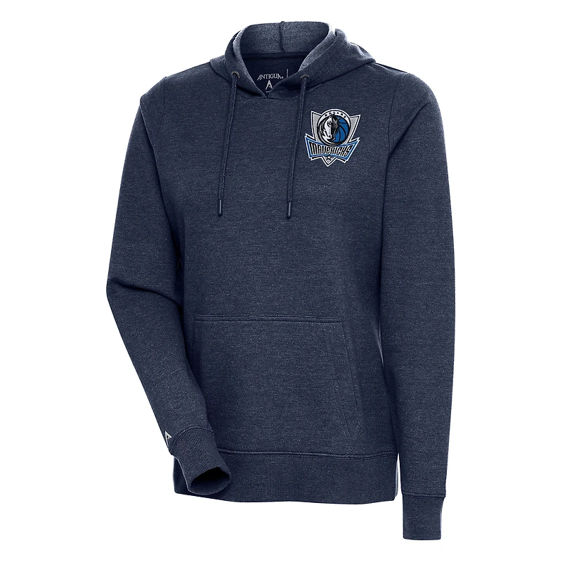 Sweat à capuche Antigua Heather Navy pour femme des Dallas Mavericks Action