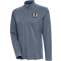 Pull-over confortable à fermeture éclair quart de tour Antigua Heather Navy Dallas Mavericks pour femme, effet métallisé brossé