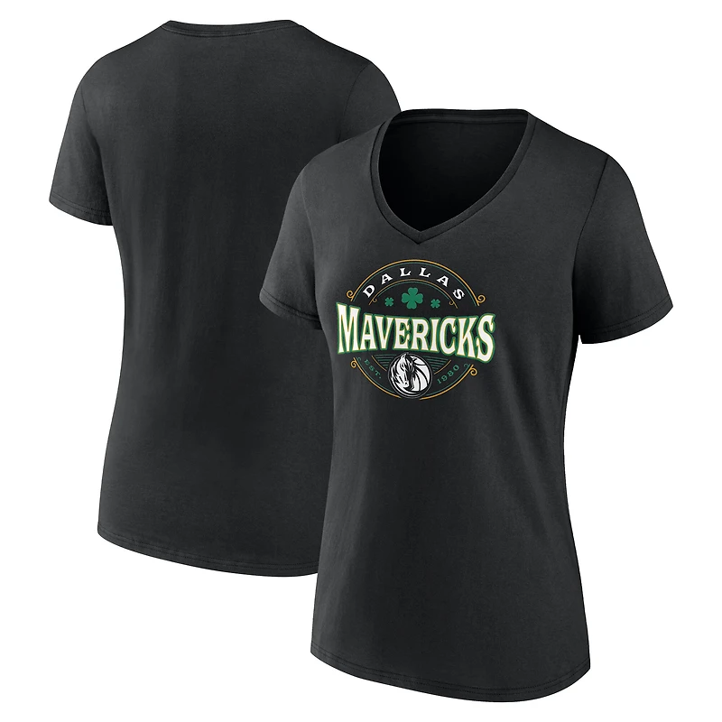 Women's  Black Dallas Mavericks Lucky V-Neck T-Shirt