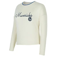 Women's Concepts Sport Cream Dallas Mavericks Kaki Hacci Knit Long Sleeve Top & Shorts Set