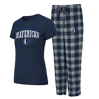 Ensemble pyjama en flanelle bleu marine/gris Dallas Mavericks Avondale pour femme