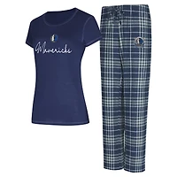 Ensemble de nuit Concepts Sport bleu marine/gris Dallas Mavericks Vector avec haut et pantalon en flanelle