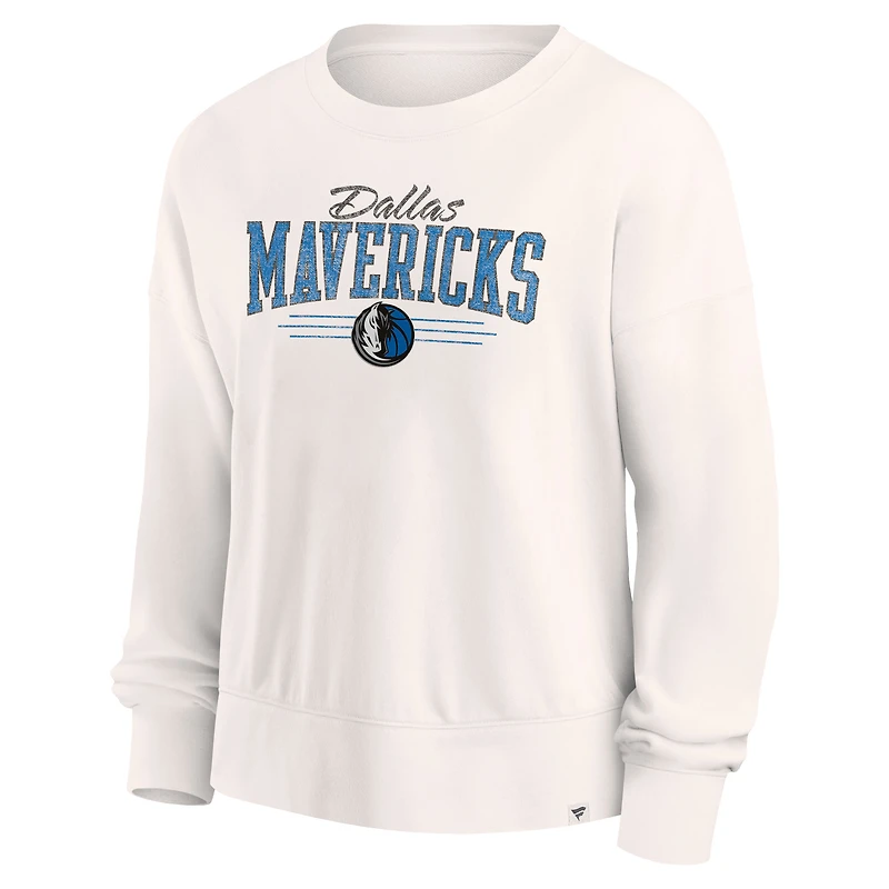 Women's Fanatics Cream Dallas Mavericks Close the Game Pullover Sweatshirt