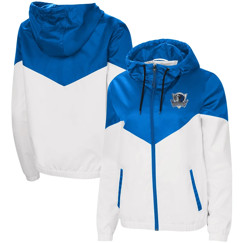 Veste pour femme G-III 4Her by Carl Banks Bleu/Blanc Dallas Mavericks Shortstop Dewspo Water-Repellent Full-Zip Jacket