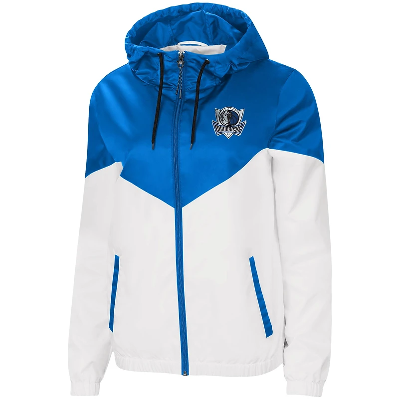 Veste pour femme G-III 4Her by Carl Banks Bleu/Blanc Dallas Mavericks Shortstop Dewspo Water-Repellent Full-Zip Jacket