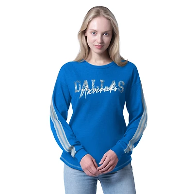 T-shirt à manches longues bleu Dallas Mavericks Advantage Tri-Blend G-III 4Her by Carl Banks pour femme