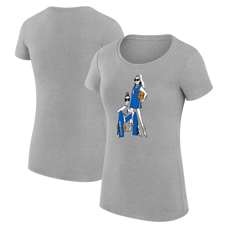 T-shirt de basket-ball léger et ultra-ajusté G-III 4Her par Carl Banks pour femme, gris chiné, des Dallas Mavericks