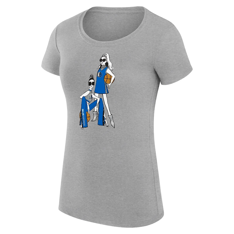Women's G-III 4Her by Carl Banks Heather Gray Dallas Mavericks Super-Slim Fit Lightweight Basketball Girls T-Shirt