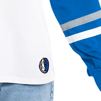 T-shirt à manches longues et capuche oversize G-III 4Her pour femme, par Carl Banks, blanc/bleu roi, Dallas Mavericks, joueur clé