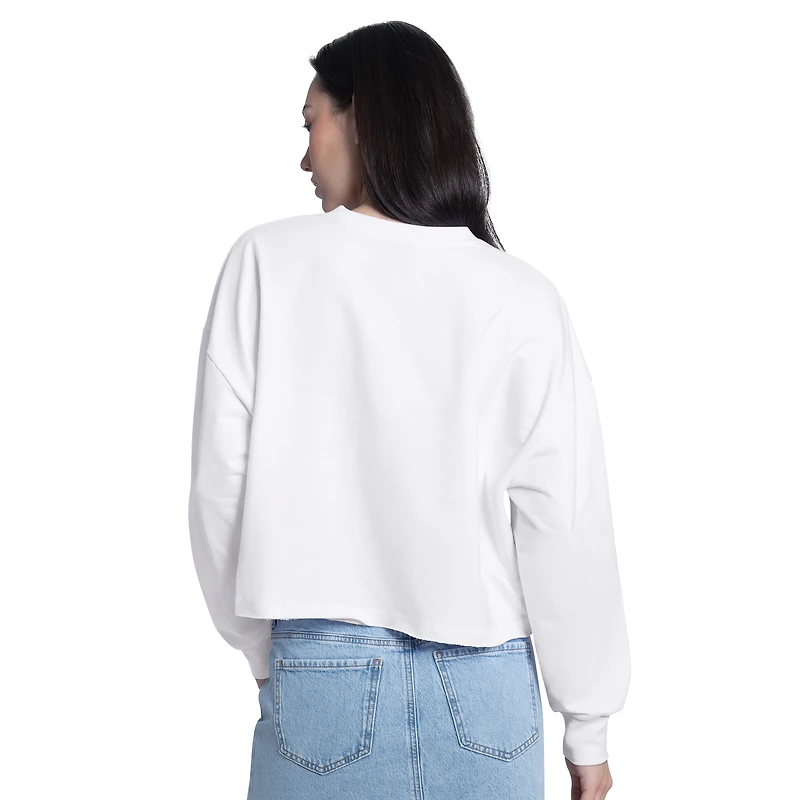 Sweat-shirt court en molleton français G-III 4Her pour femme par Carl Banks, blanc, Dallas Mavericks Bleachers