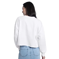 Sweat-shirt court en molleton français G-III 4Her pour femme par Carl Banks, blanc, Dallas Mavericks Bleachers