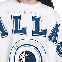Sweat-shirt court en molleton français G-III 4Her pour femme par Carl Banks, blanc, Dallas Mavericks Bleachers
