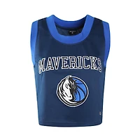 Women's Hype and Vice  Navy Dallas Mavericks Cropped Basketball Scoop Neck Tank Top