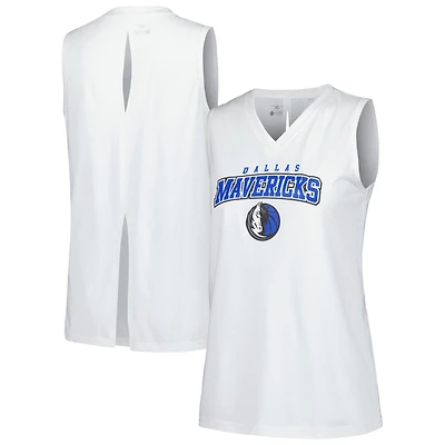 Women's Levelwear White Dallas Mavericks Paisley Peekaboo Tank Top