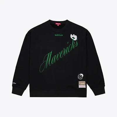 Women's Mitchell & Ness  Black Dallas Mavericks Hardwood Classics Script Lightweight Sweatshirt