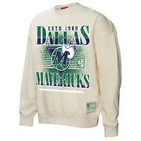 Sweat-shirt à capuche Dallas Mavericks Oversprayed crème Mitchell & Ness pour femme