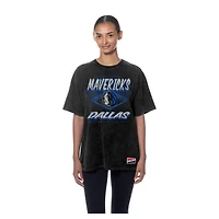 Women's New Era  Black Dallas Mavericks Throwback Mineral Wash Oversized T-Shirt