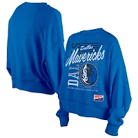 Sweat-shirt New Era bleu Dallas Mavericks Boxy Throwback Mineral Wash pour femme