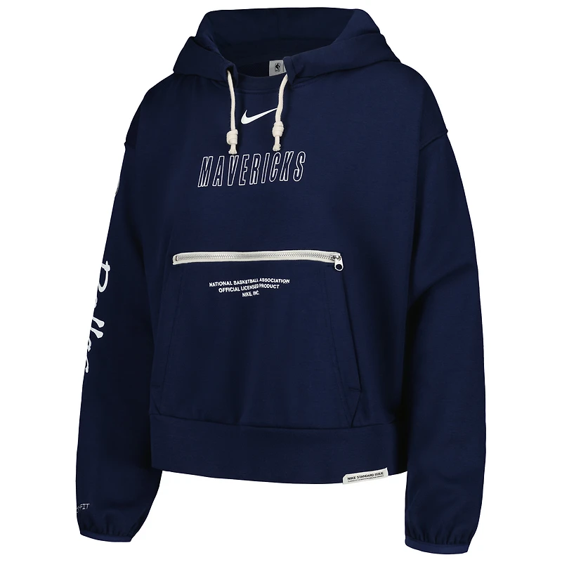 Women's Nike Navy Dallas Mavericks Courtside Standard Issue Performance Pullover Hoodie