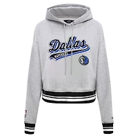 Sweat à capuche court Pro Standard pour femmes, gris chiné, Dallas Mavericks Script Tail