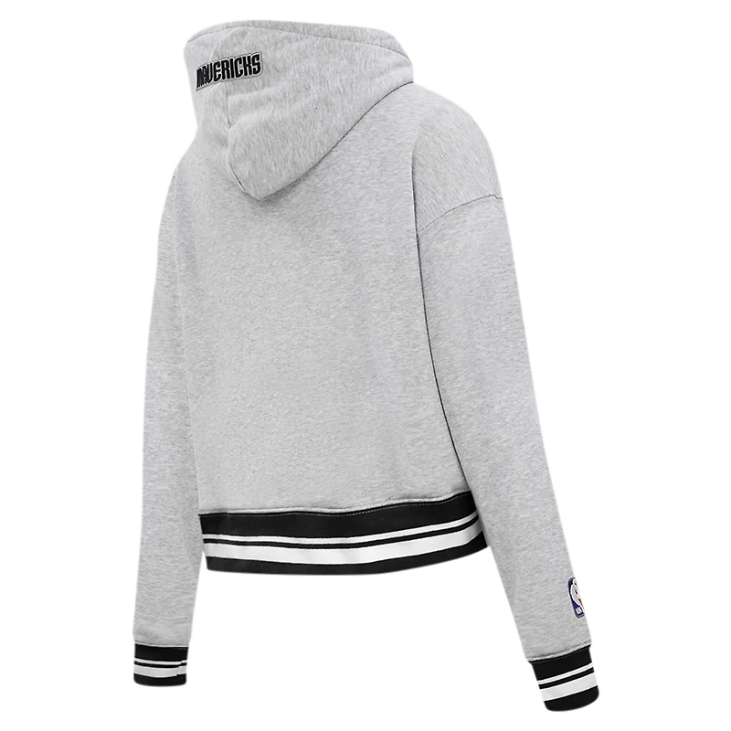 Sweat à capuche court Pro Standard pour femmes, gris chiné, Dallas Mavericks Script Tail