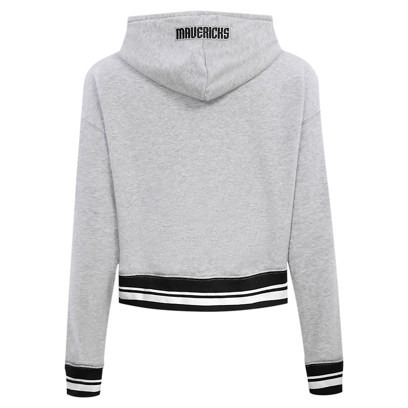 Sweat à capuche court Pro Standard pour femmes, gris chiné, Dallas Mavericks Script Tail
