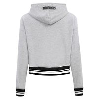 Sweat à capuche court Pro Standard pour femmes, gris chiné, Dallas Mavericks Script Tail