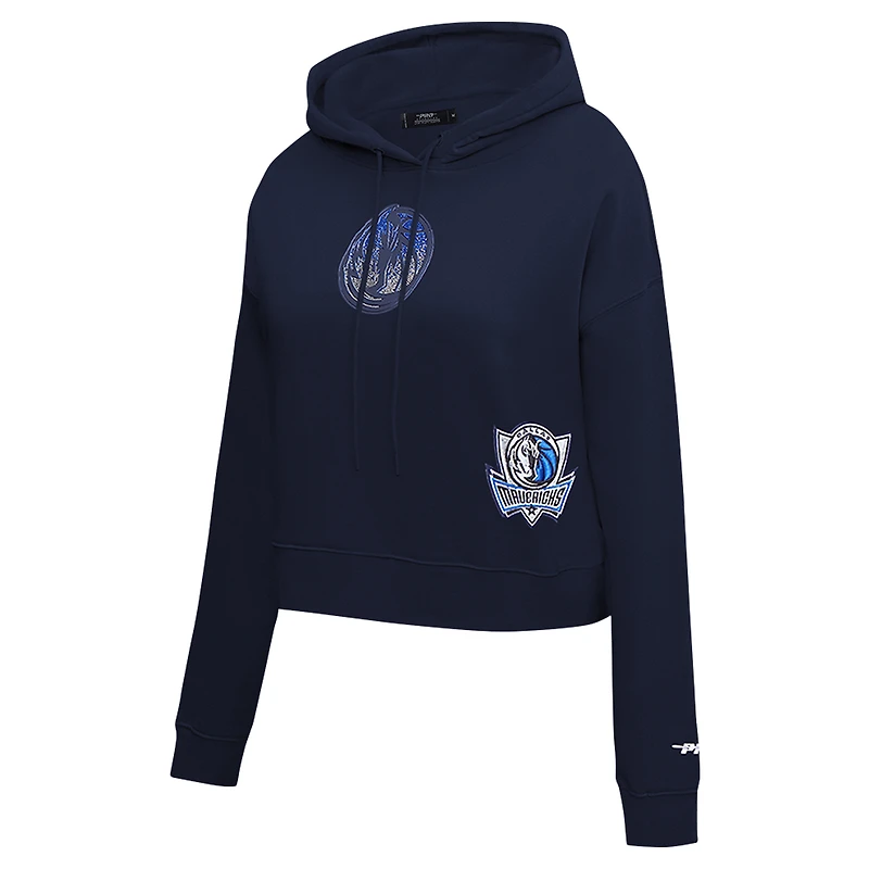 Sweat à capuche court Dallas Mavericks Jewels Pro Standard pour femme, bleu marine