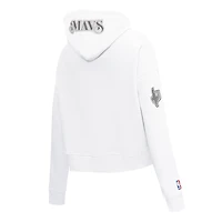 Women's Pro Standard White Dallas Mavericks 2024/25 City Edition Chenille Applique Cropped Pullover Hoodie