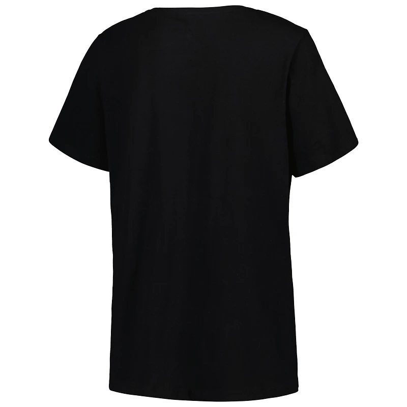 Women's Profile Black Dallas Mavericks Plus Arch Over Logo V-Neck T-Shirt