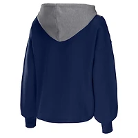 Women's WEAR by Erin Andrews Navy Dallas Mavericks Pieced Quarter-Zip Hoodie Jacket