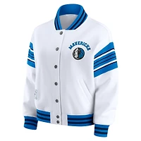Women's WEAR by Erin Andrews  White Dallas Mavericks Full-Snap Fleece Sweatshirt Jacket