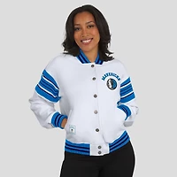 Women's WEAR by Erin Andrews  White Dallas Mavericks Full-Snap Fleece Sweatshirt Jacket
