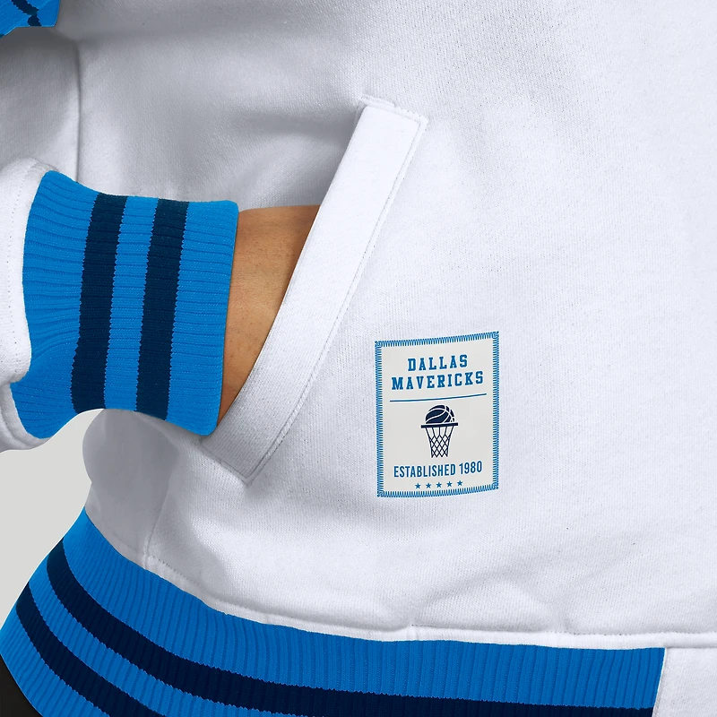 Women's WEAR by Erin Andrews White Dallas Mavericks Full-Snap Fleece Sweatshirt Jacket