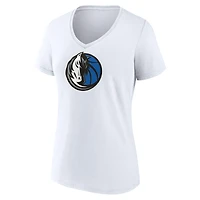 Women's  White Dallas Mavericks Primary Logo V-Neck T-Shirt