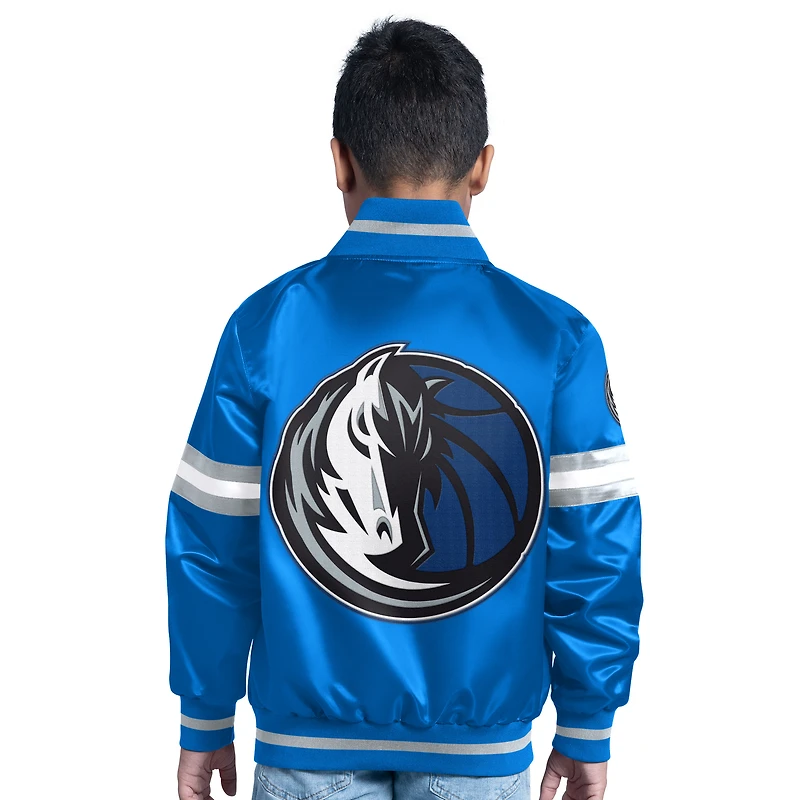 Veste universitaire bleue à boutons-pression pour jeunes Dallas Mavericks Scrimmage