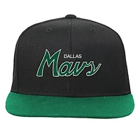 Casquette snapback noire Dallas Mavericks Team Script pour jeune Mitchell & Ness
