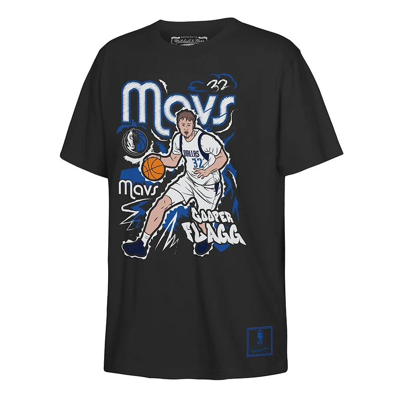 T-shirt Mitchell & Ness Cooper Flagg noir pour enfant, Dallas Mavericks, avec inscription Chalked Up