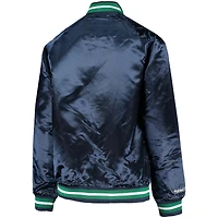 Veste raglan satinée à boutons-pression Mitchell & Ness bleu marine Dallas Mavericks pour enfant