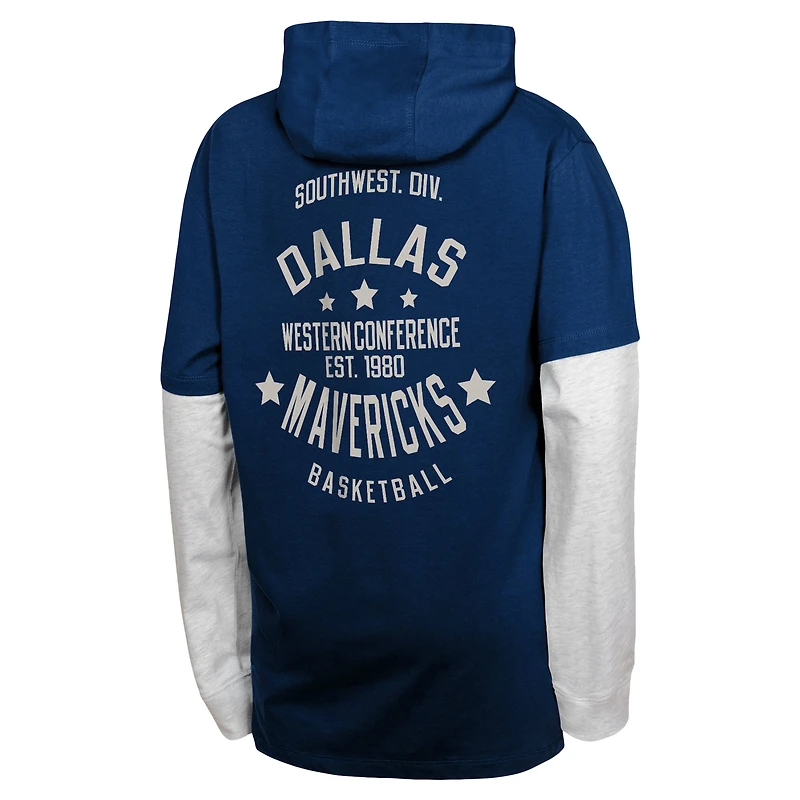 Youth Navy Dallas Mavericks Small Ball Long Sleeve Hoodie T-Shirt