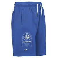 Youth Nike Blue Dallas Mavericks Courtside Club Fleece Shorts
