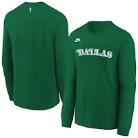 Youth Nike  Green Dallas Mavericks Hardwood Classics Essential Logo Max90 Long Sleeve T-Shirt