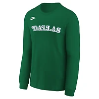 T-shirt à manches longues Nike Max90 vert Dallas Mavericks Hardwood Classics Essential Logo pour enfant