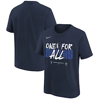 T-shirt Nike bleu marine pour jeunes, Dallas Mavericks, Playoffs NBA 2024, Mantra