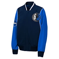 Youth Outerstuff Navy/Blue Dallas Mavericks Two-Pointer Full-Zip Windbreaker