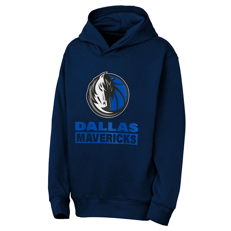 Sweat à capuche Outerstuff bleu marine Dallas Mavericks Back To The Basics pour jeunes